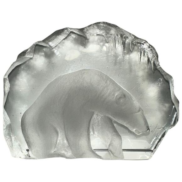 Mats Jonasson Other - Vintage Glass Polar Bear Figurine Lead Crystal Sculpture Mats Jonasson 33152